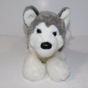 Douglas Geno DLux Husky Large 18" plush Stuffed laying  Gray White Dog  #2446